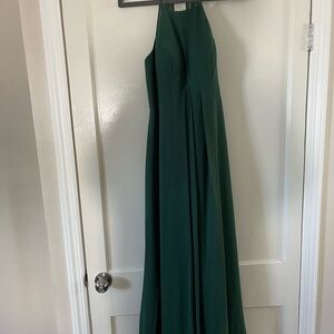 Azazie Sarah | Dark Green Halter ALine Bridesmaid Dress